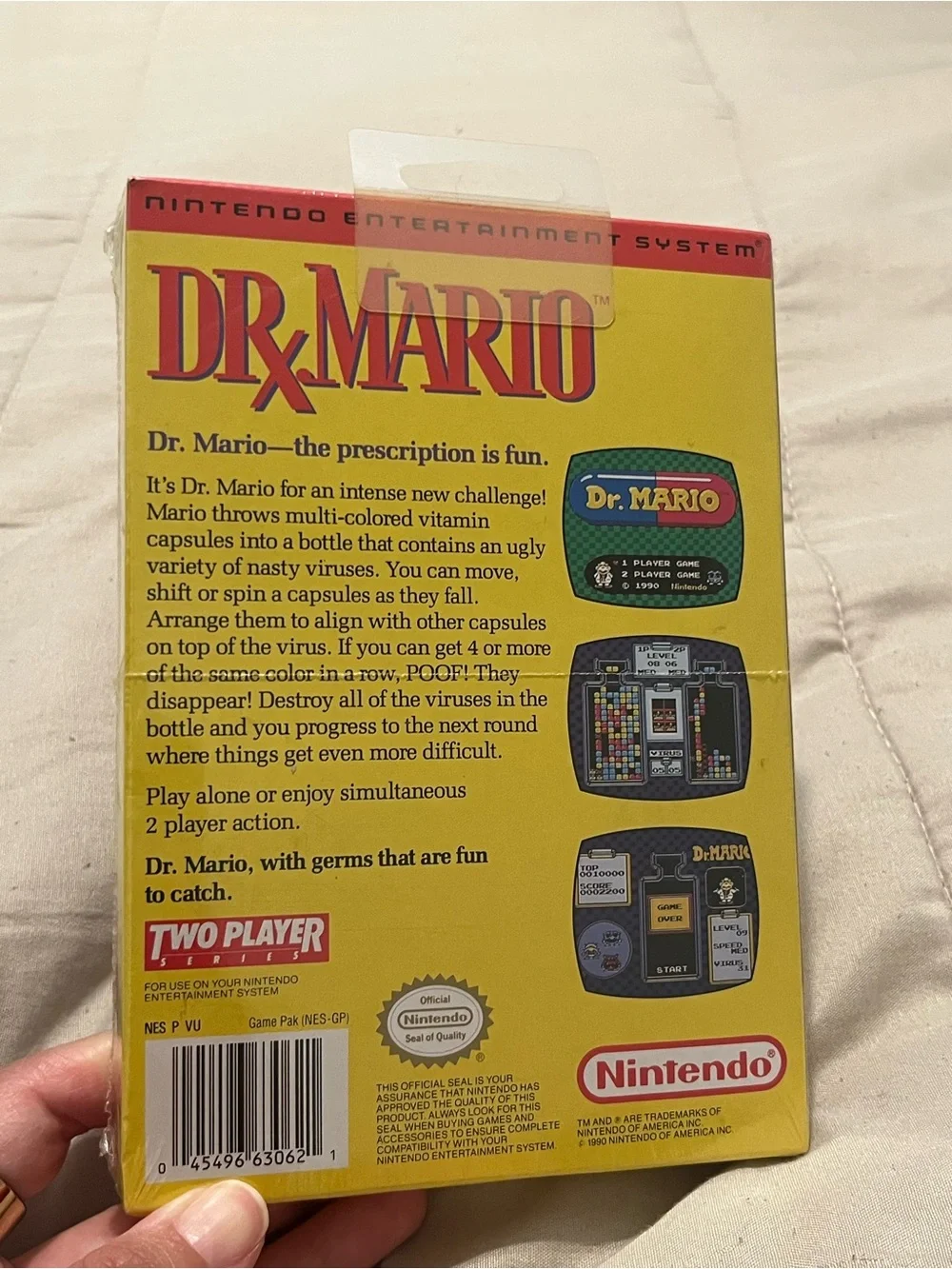 Nintendo Dr. Mario NES Box Art – Blue, Red, Yellow